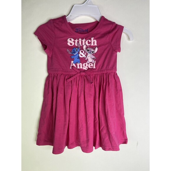 Disney Lilo and Stitch Angel Dress Pink Fit Flare Girls Size 3T - Picture 1 of 6